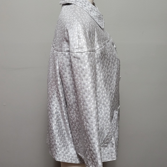 Lane Bryant metallic silver jacquard polka dot blazer size 14 - Picture 3 of 6